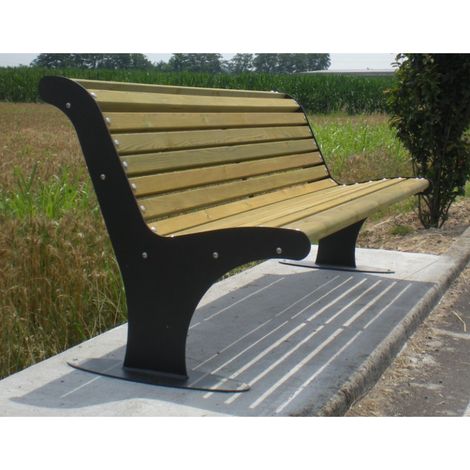 Panchina in acciaio e rivestimento in legno 180 x 83 x H 95 cm (1/2)
