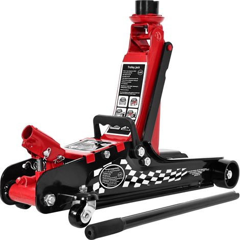 Cric hydraulique 2,5 t, à plat, levage 85 410 mm, noir/rouge (1/5)