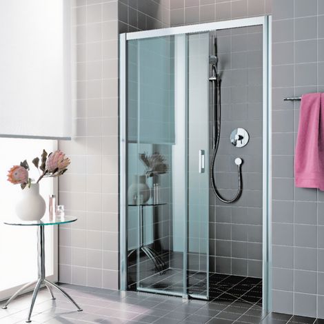 Roth – Porte de douche coulissante 120 cm – Verre de sécurité 6 mm – Argent poli – Installation en niche – Ouvrant gauche