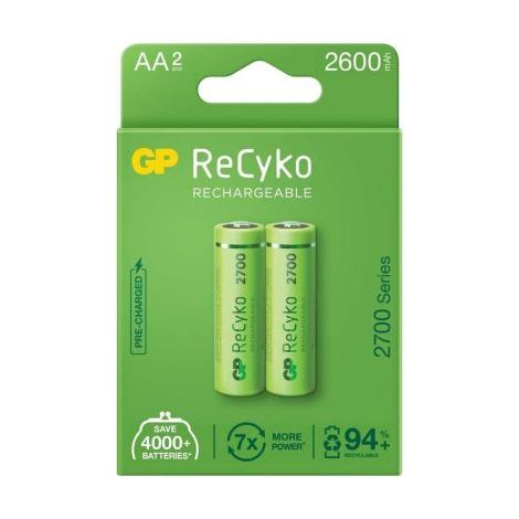 GP Battery (AA) Rechargeable NIMH R6/AA, 270AAHCE-EB2, (2 batteries / blister), 2700mAh