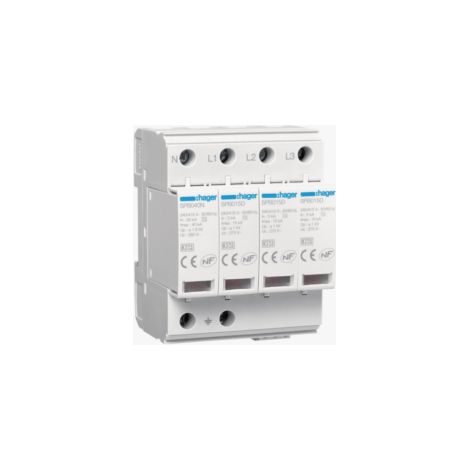 Parafoudre 4 Pôles T2 TNS/TT Uc 275V In 5kA Imax 15kA telesignalisation HAGER SPB415R (1/2)