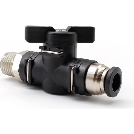 Raccord Pneumatique 8MM, Connecteur Pneumatique avec Filetage Extérieur, Robinet à Boisseau Sphérique Pneumatique en Laiton 1/4" 8MM, Peut Contrôler L'ouverture et la Fermeture du Fluide (1/5)
