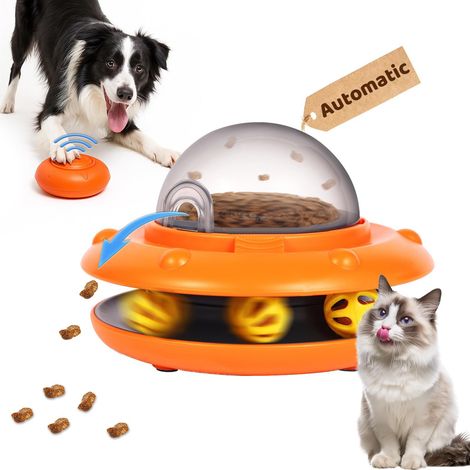 Distributeur automatique de nourriture type soucoupe volante, jouet électrique à induction pour chat et chien (1/4)