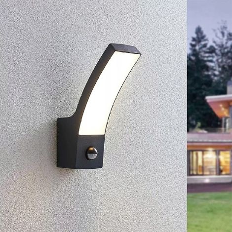 Aplique de pared LED exterior con sensor de inducción, aplique de fachada con sensor de inducción, ahorro de energía, para exteriores, resistente a la lluvia, color negro.
