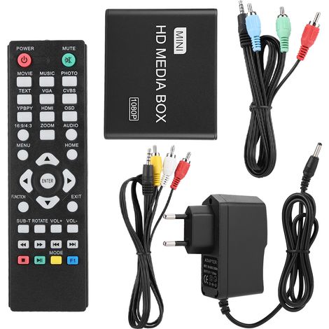 K8 Lecteur Vidéo Réseau Mini 1080P, Sortie HDMI HD, Décodeur avec Lecteur Disque Dur, Alimentation EU 100-240V (1/5)