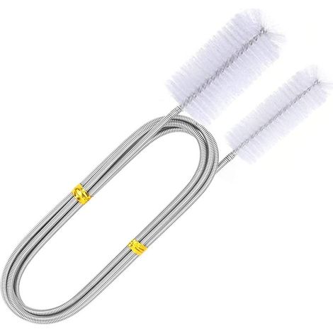 Brosse de nettoyage pour aquarium - 150 cm - Flexible - Double extrémité - Pour tuyaux d'aquarium - Filtre - Brosse de tuyau - Blanc (1/5)