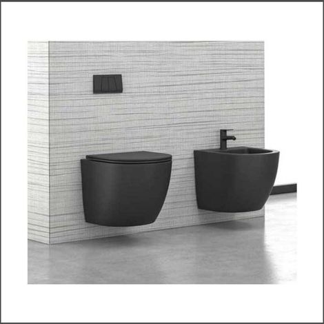 WC Sospeso + Sedile Soft Close  MILOS  Ceramica - Colore Nero Opaco (1/3)
