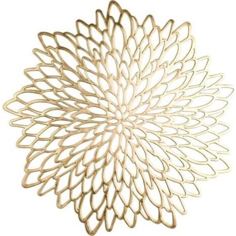 Lot de 4 sets de table ronds en vinyle doré à motifs floraux, décoration pour Noël, Thanksgiving, fêtes et mariages (1/4)
