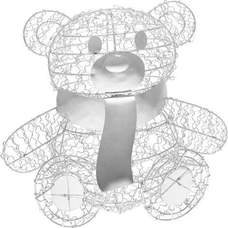 Orsetto "Teddy Bear" luminoso con led bianco freddo argento per interno