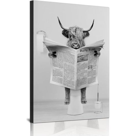 Stampa su tela Highland Cattle Bianco e Nero 60x90 cm (1/5)