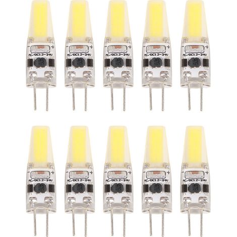 10 ampoules LED COB G4 AC/DC 12-24 V non gradables avec luminaires en silicone (blanc froid) (1/5)