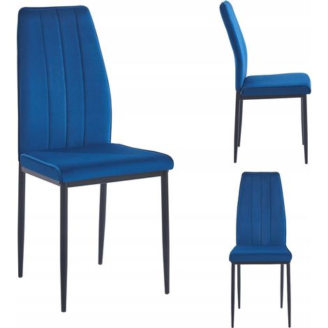 SEDIA DA PRANZO IMBOTTITA IN VELLUTO BLU CLASSICO FURNITEX (1/5)