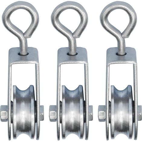 3 Mini-Rollen mit Kugellagern, ø 28 mm, für 6 mm Seil, Tragkraft 30 kg