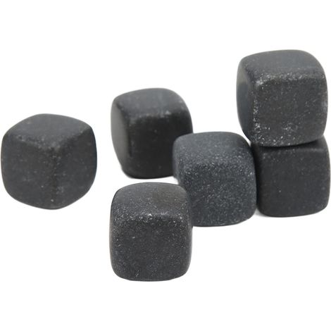 Pierres de Refroidissement en Basalte pour Whisky, Cognac et Boissons - Lot de 6 avec Sac - Idée Cadeau Élégante et Réutilisable (1/5)