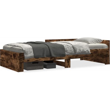 Maison Exclusive - Bettgestell ohne Matratze Räuchereiche 100x200