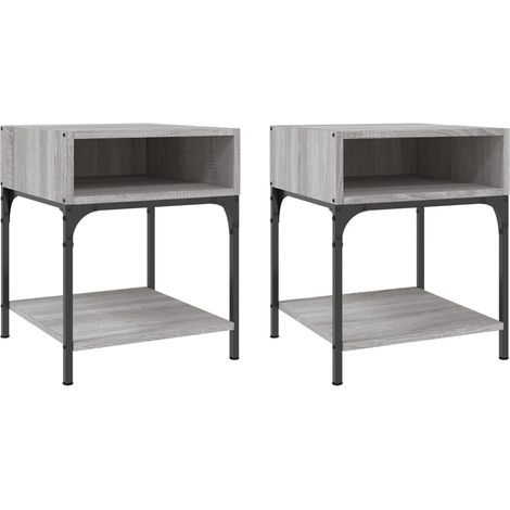 Set di 2 comodini con ripiano 40 x 41 x 50 cm in legno ingegnerizzato grigio e ferro DEC035727