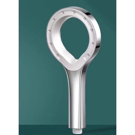(1 pièce - argent) Pommeau de douche de salle de bain, pommeau de douche à main pressurisé, grand panneau, accessoires de douche pressurisés, outil de bain (1/5)