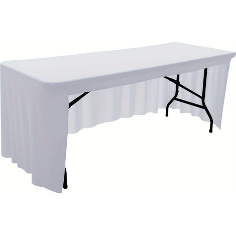 Jupe de table rectangulaire ajustable et élastique, housse de table anti-glissante entièrement en mélange de polyester de 1205858cm, pour repas, fêtes et stands de vendeurs (1/4)