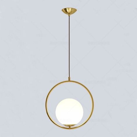 Lámpara colgante moderna de hierro y vidrio, luz LED, lámpara colgante de bola de vidrio con metal dorado (oro) (1/5)