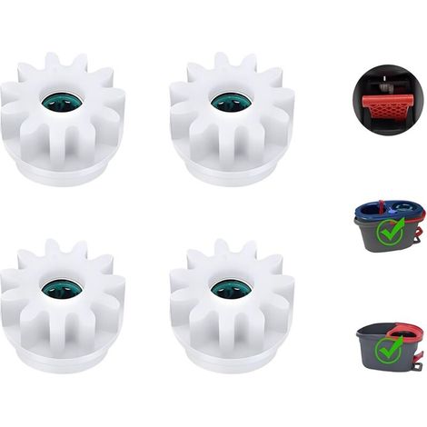 XEPHO Lot de 4 pièces de rechange pour Spin Mop - Pour seau Vileda Spin Mop - Roulement d'embrayage, seau de serpillère, roue dentée - Compatible avec Ocedar, Vileda