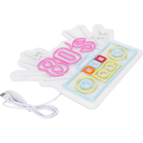 Enseigne Néon LED Années 80 Multicolore Panneau Acrylique Déco Murale Rétro pour Bar Fête Boutique Café (1/5)