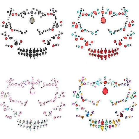 4 Stück temporäre Gesichtsaufkleber für Halloween-Dekorationen