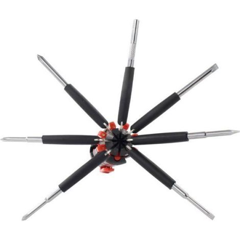 Tournevis Multifonction - 8 Embouts Interchangeables - Lampe Intégrée - Design Pliable - 1 Pièce (1/4)