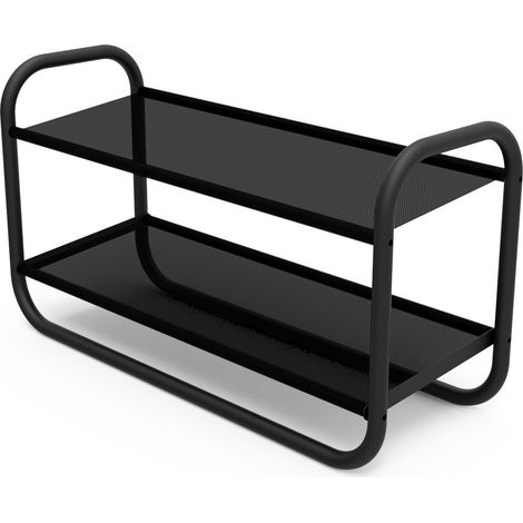 Étagère à chaussures en métal et tissu noir 63 x 23 x 35 cm (1/5)