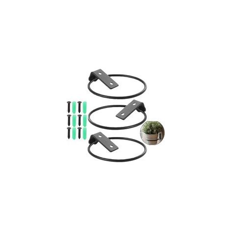 Lot de 3 Supports Muraux pour Pot de Fleurs Porte Pot de Fleur Anneau Pot Anneau Titulaire Pliable avec Vis pour Jardins Intérieurs, Couloirs, Verdure Intérieure