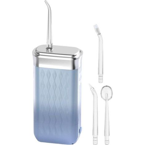 Tandflosser met waterstraal, pulseretde modus, 6,5 x 4 x 13 cm, verstelbaar, werkt op batterijet, met 4 opzetstukket, waterdicht res (1/5)