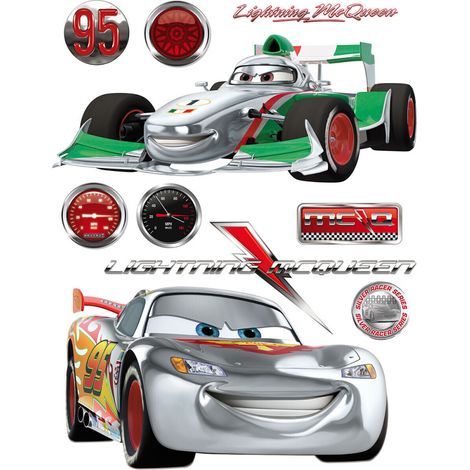 Stickers géant Cars Flash McQueen & Francesco Bernoulli Silver Disney (1/4)