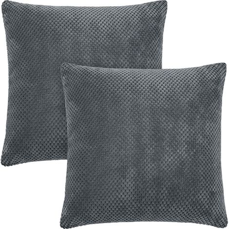 Lot de 2 Housses de Coussins 45x45cm Rectangulaire Coussin Exterieur en Velours Salon Moderne pour Chambre Confortable gris (1/2)