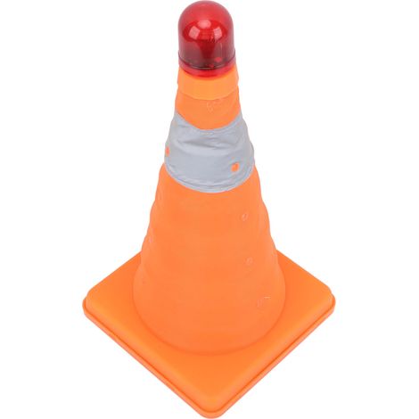 Cône de signalisation routière 30 x 19 x 19 cm, pliable, portable et réfléchissant, avec feu de signalisation LED. (1/5)