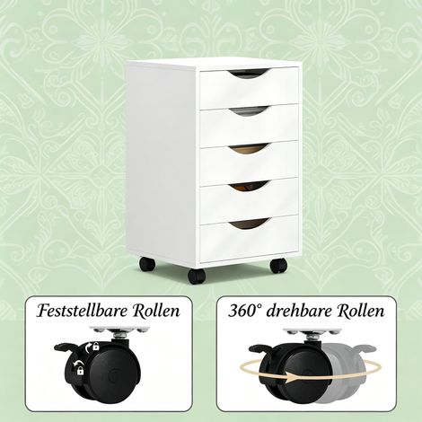 Meuble de rangement roulant, classeur sur roues, armoire à tiroirs mobile, placard de chevet avec roulettes (réservé au lit) (1/5)