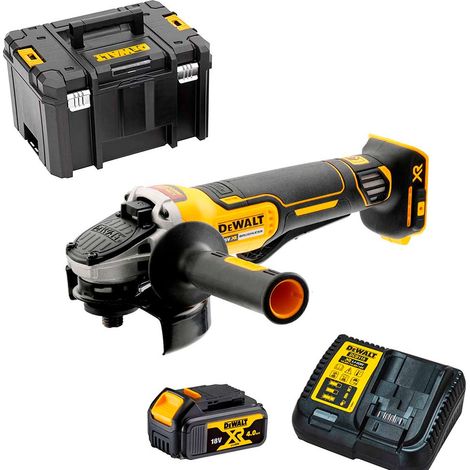 DeWalt DCG406M1 Cordless 18V XR 125mm Brushless Paddle Switch Angle Grinder With 4Ah Battery, Charger And Carry Case