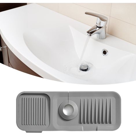 Tapis de robinet en silicone pour évier, accessoire sûr, propre et inodore pour cuisine et salle de bain, gris foncé (1/5)