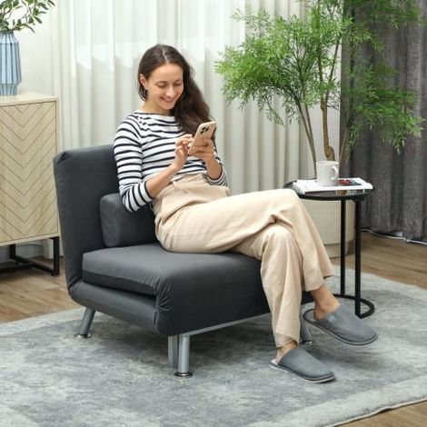 Fauteuil pliable fonction lit velours dossier ajustable 75x70x75cm (1/5)