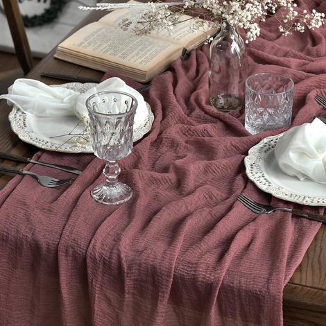 Chemin de table Artoid Mode 300 cm rouge vin