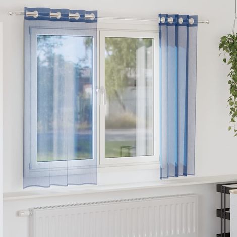 Voile Vorhänge mit Ösen 2 Stk. Königsblau