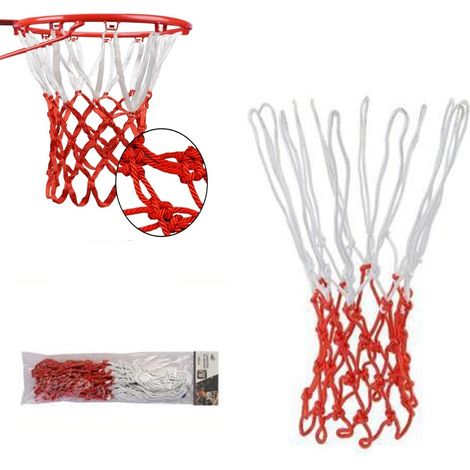 FILET DE REMPLACEMENT TRESSÉ POUR PANIER DE BASKET-BALL 48CM ROUGE ET BLANC 94079 (1/2)