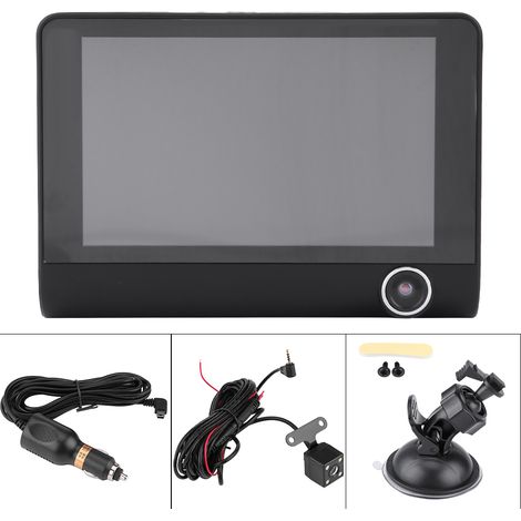 Caméra embarquée 4 pouces 1080p HD à 3 objectifs, enregistreur vidéo de conduite, caméra de tableau de bord, vision nocturne et vue arrière (1/5)