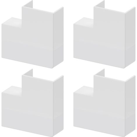 GGK – Lot de 4 angles plats blancs pour moulure électrique 10 x 20 – Revêtement glossy facile à nettoyer – Évite les coupes en biseau