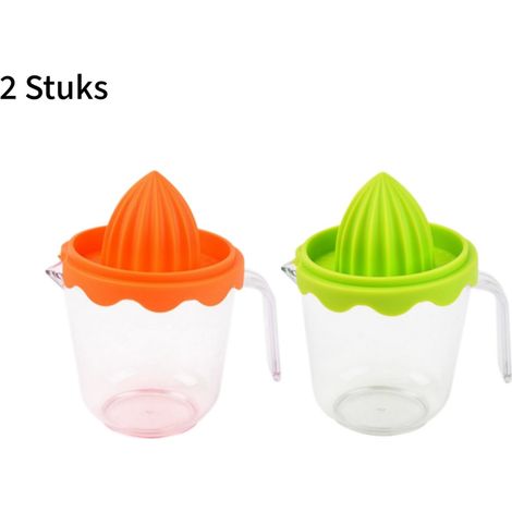 Lot de 2 presse-agrumes manuels avec couvercle, anti-éclaboussures et anti-fuites, extracteurs de jus portables, multicolores (1/5)