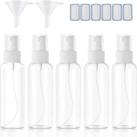 Flaconi atomizzatori da 100 ml, spray riutilizzabili, 5 etichette