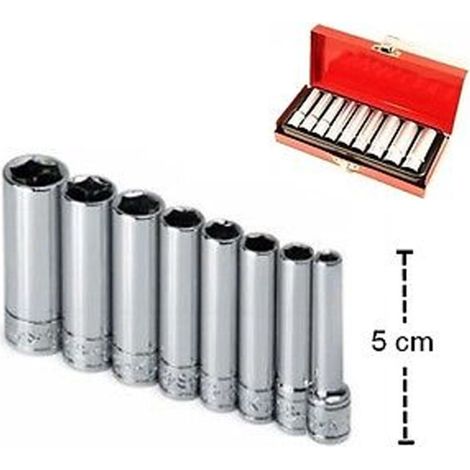 Kit 9 Pcs 1/4" Long Compass Wrenches For Candles 5-13mm Chrome Vanadium