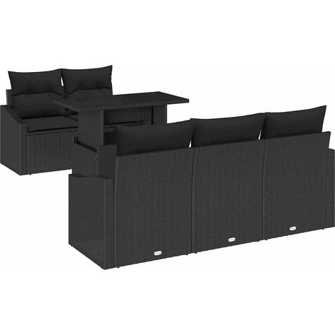 Maison Exclusive - Set Divano da Giardino 6 pz Nero polyrattan (1/5)