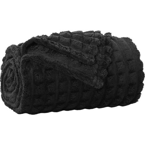 Überwurfdecke Schwarz 150 x 130 cm Fleece vidaXL