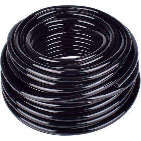 Tuyau de micro-irrigation noir de 20 m et de 4 mm de diamètre compatible avec les raccords de 6,35 mm, résistant à une pression de 60 psi pour le jardin et les plantes (1/4)