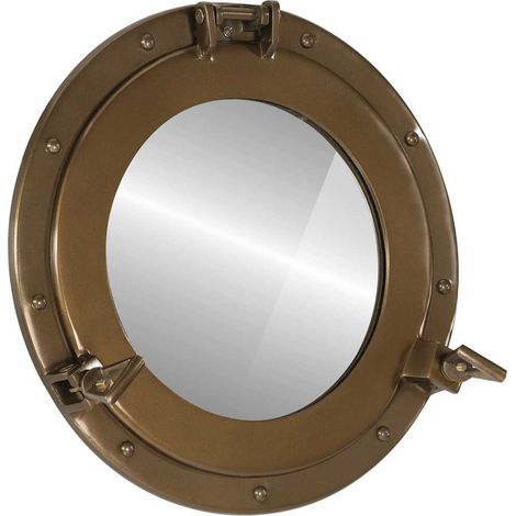 Bullaugen-Spiegel Wandmontage Ø38 cm Aluminium und Glas