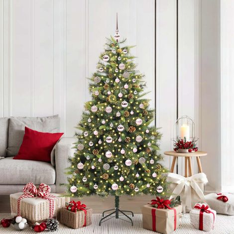 vidaXL Künstlicher klappbarer Weihnachtsbaum mit Tannenzapfen 180 cm (1/5)